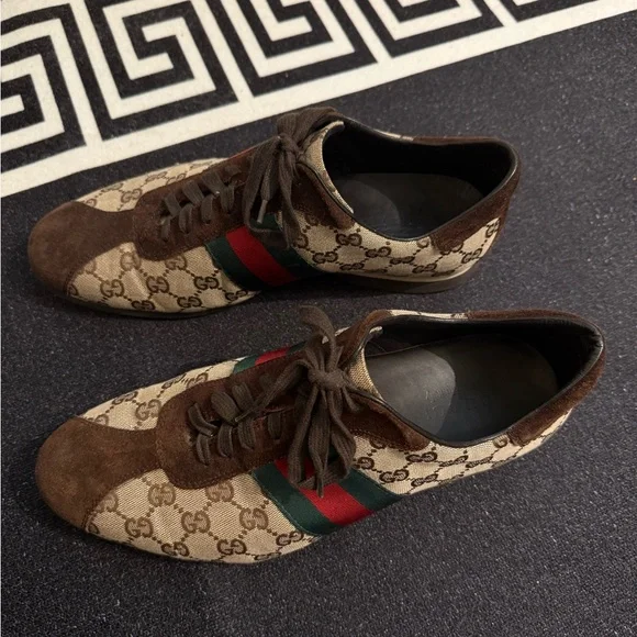 Gucci | Shoes | Preowned Original Gucci Brownbeige Gg Suede  display picture 3
